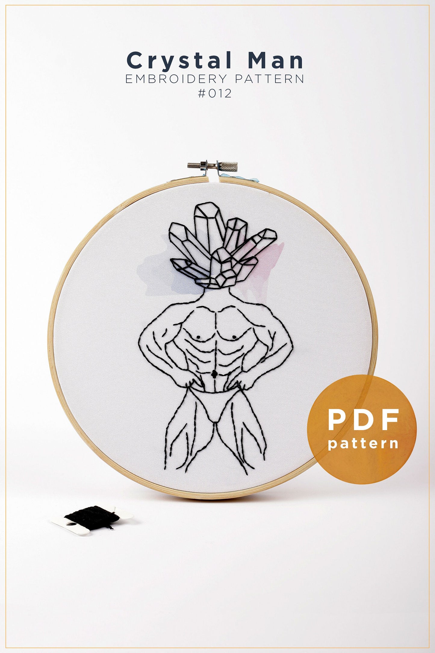Crystal Man Embroidery Pattern: Funny Bodybuilder DIY (PDF Pattern)