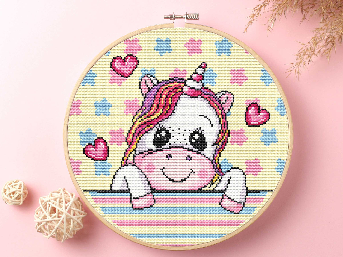 Cute Unicorn Cross Stitch Kit Beginner #KEMX298