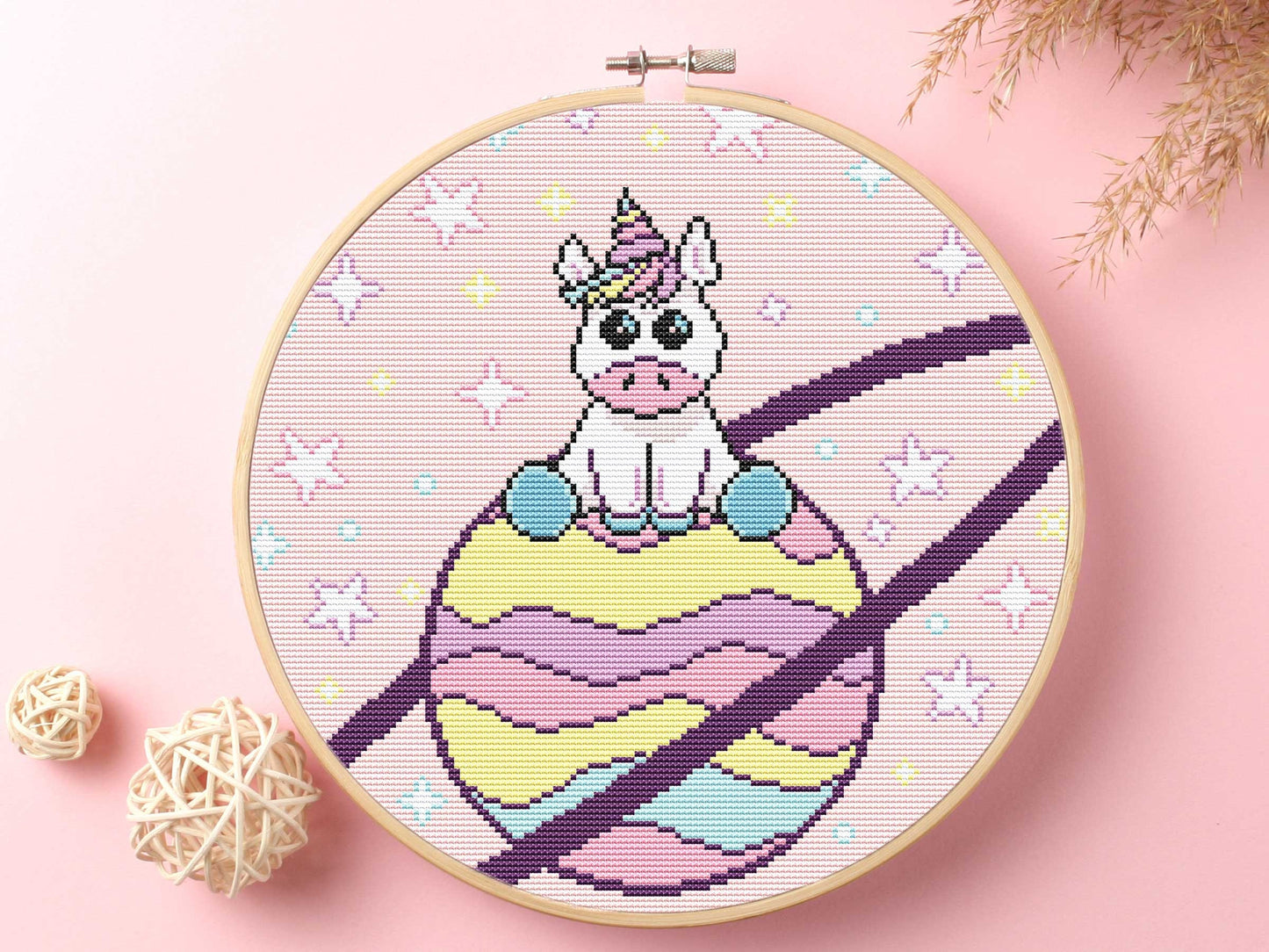 Unicorn In Space Cross Stitch Kit Beginner #KEMX290