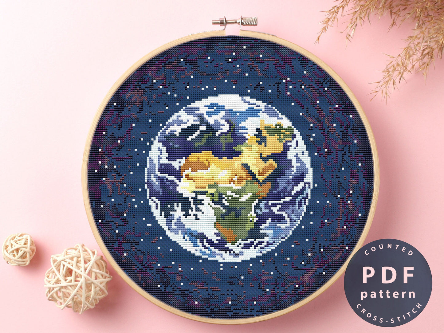 Earth Cross Stitch Pattern: DIY Home Decor (PDF Pattern)