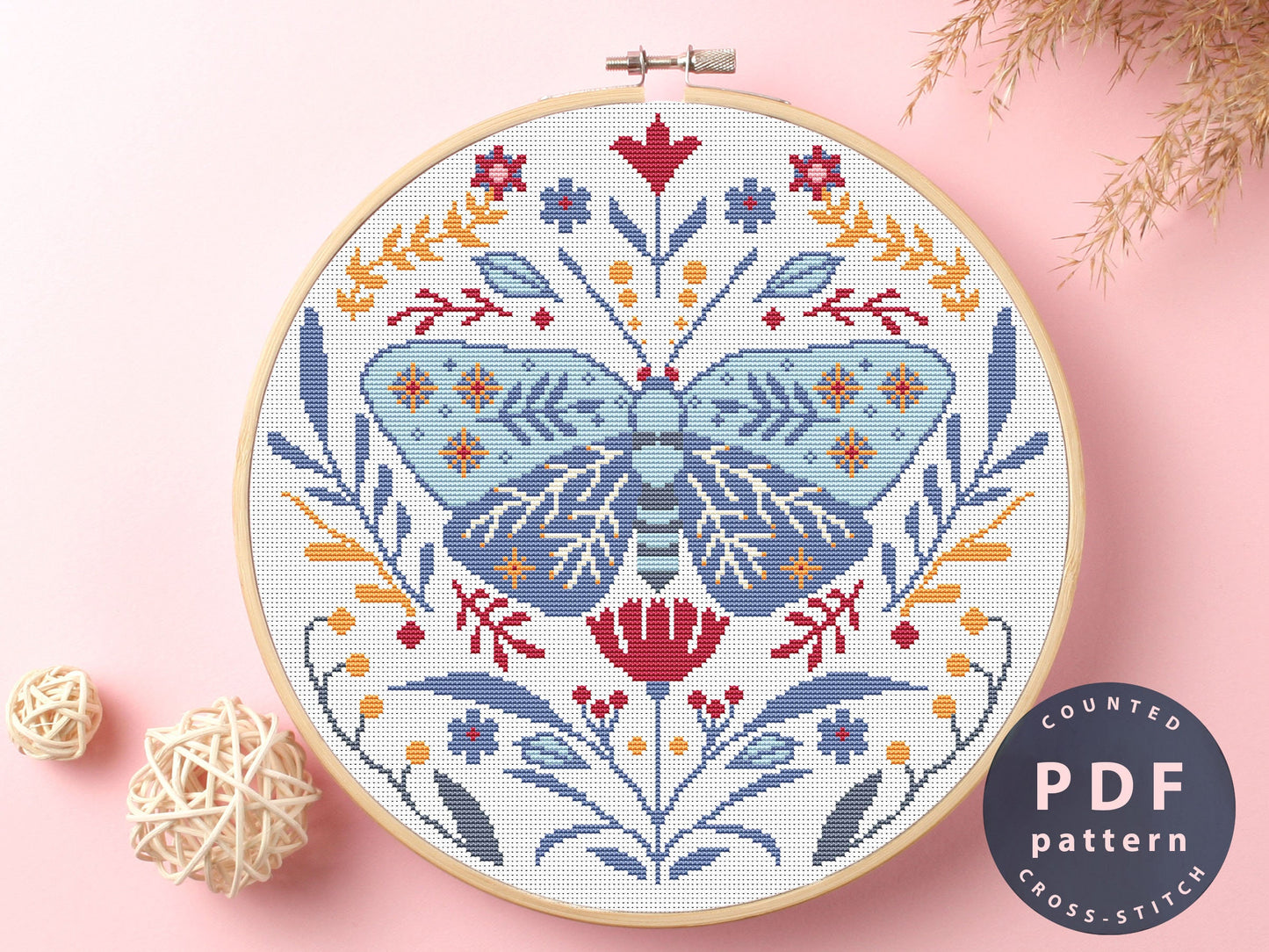Butterfly Cross Stitch Pattern: Floral Home Decor (PDF Pattern)