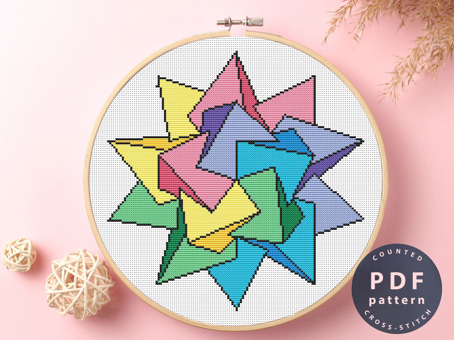 Color Abstraction Cross Stitch Pattern: Geometric DIY Home Decor (PDF)