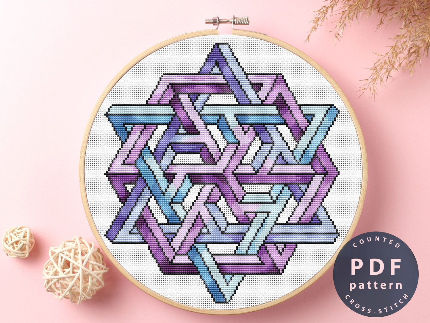Geometric Abstraction Cross Stitch Pattern: Modern DIY Home Decor (PDF)