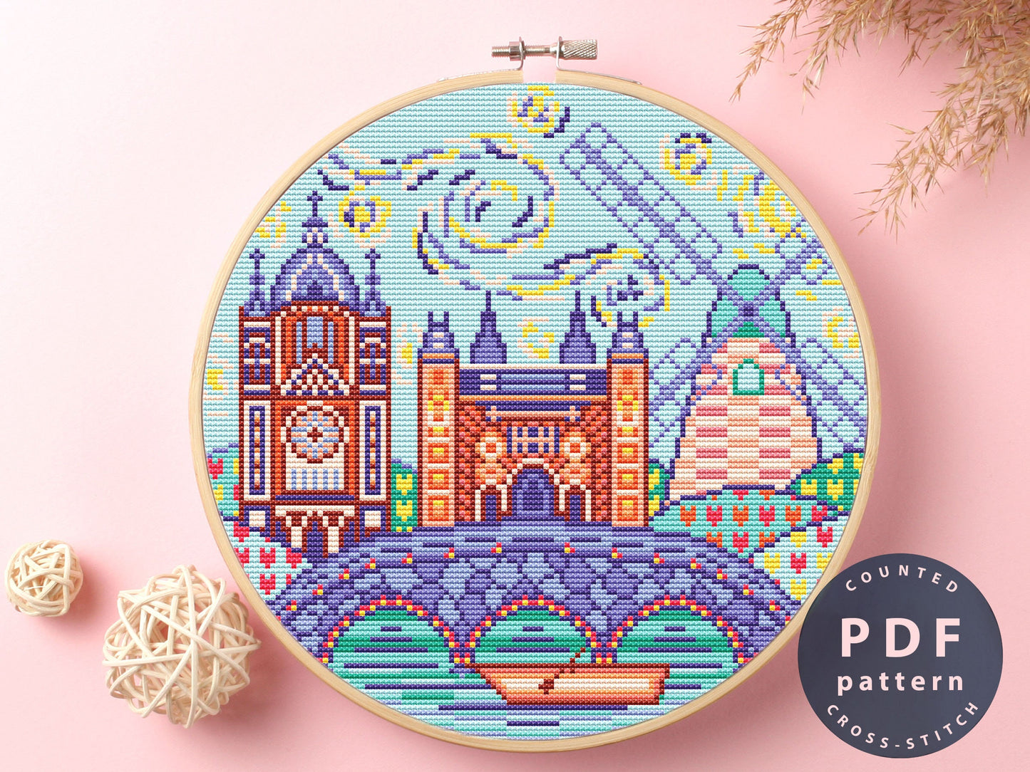 Amsterdam Cross Stitch Pattern: Modern City Embroidery (PDF Pattern)