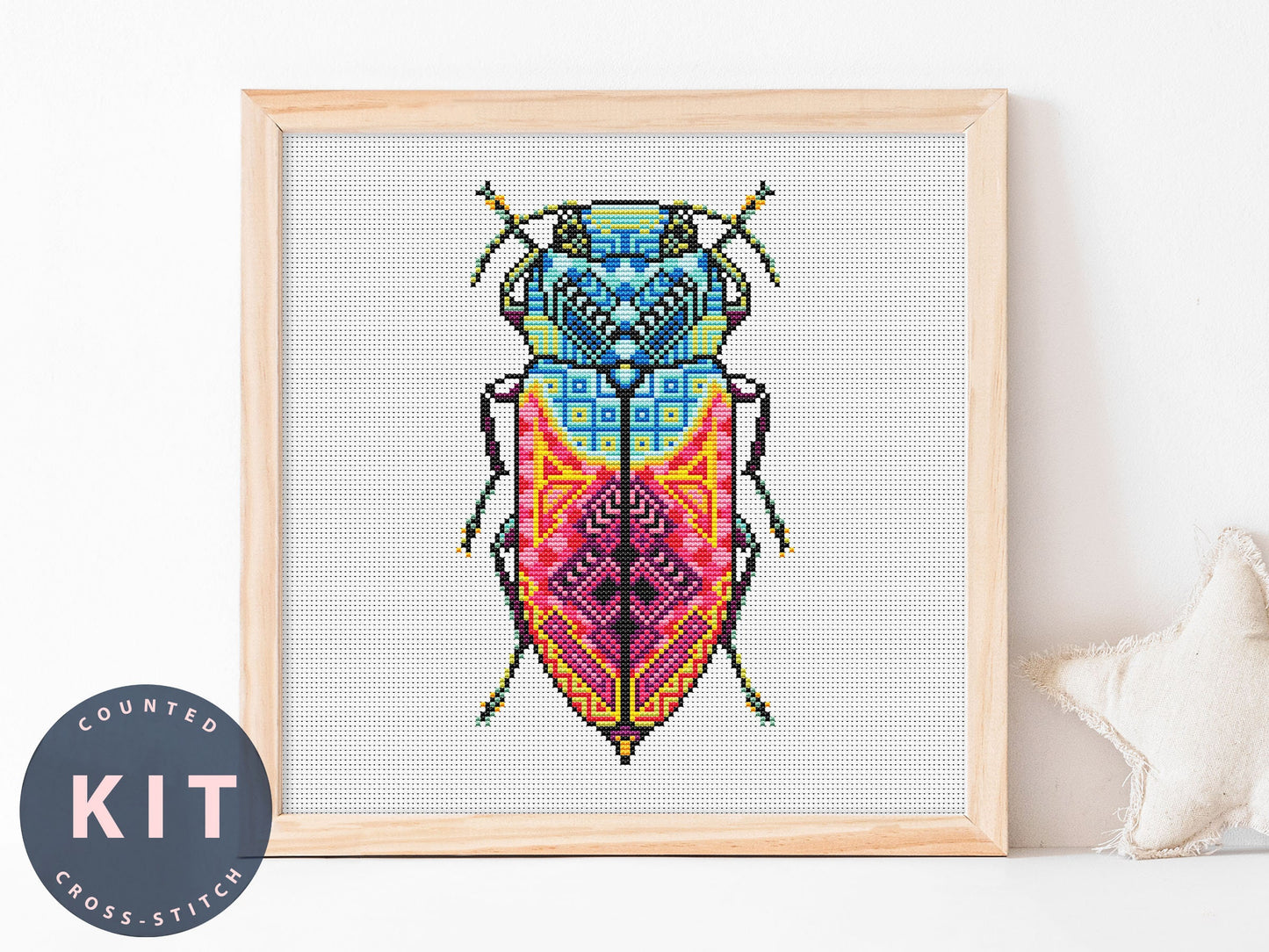 Bug Cross Stitch Kit: Anthaxi Cyclanthaxia Croesus, Beginner DIY