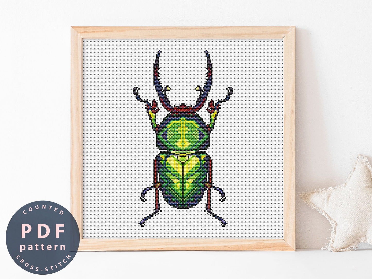 Lamprima Adolphinae Beetle Cross Stitch Pattern: Bug Home Decor (PDF Pattern)