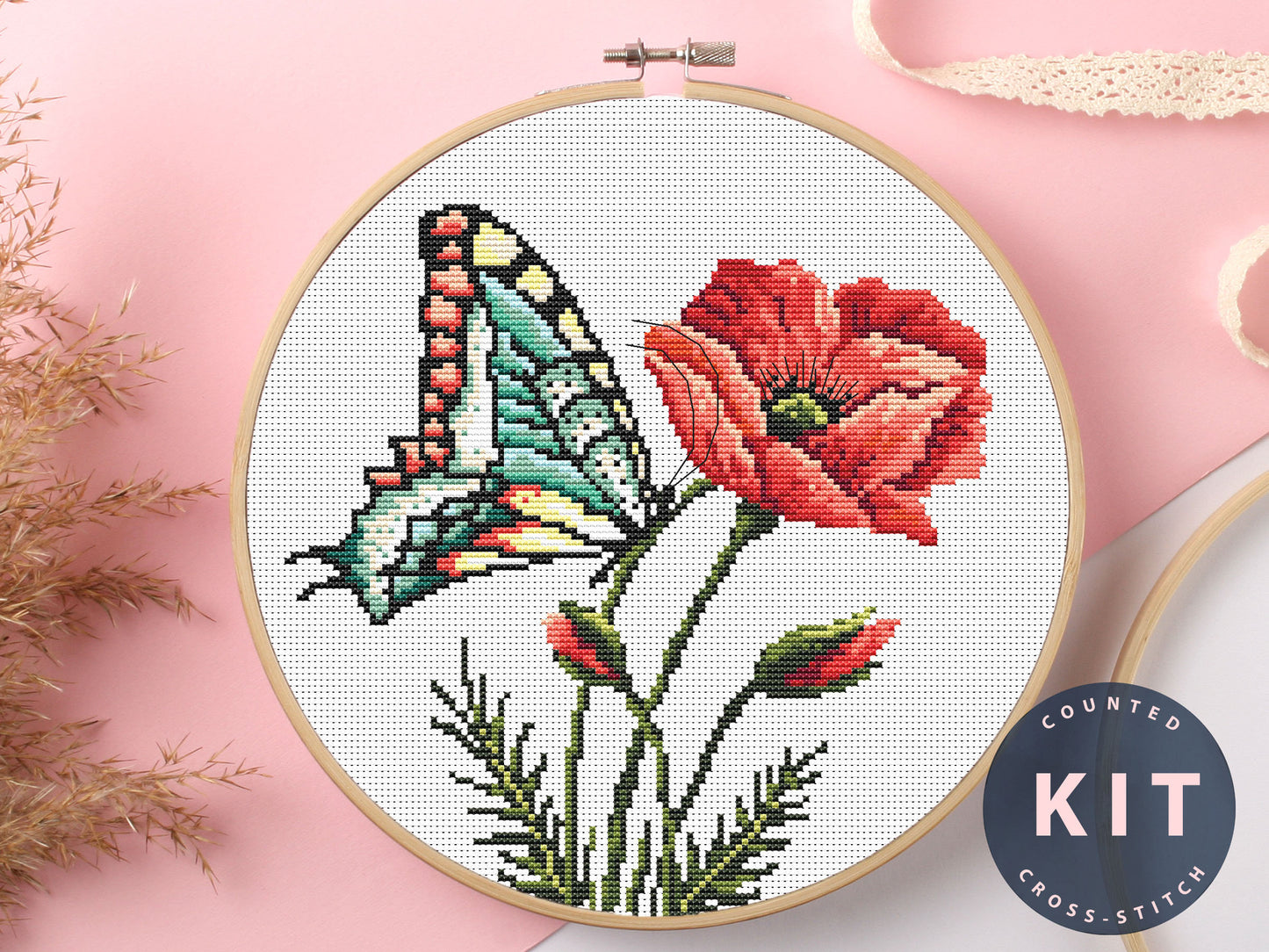 Butterfly Counted Cross Stitch Kit: Beginner Bug Stitch #KEMX025