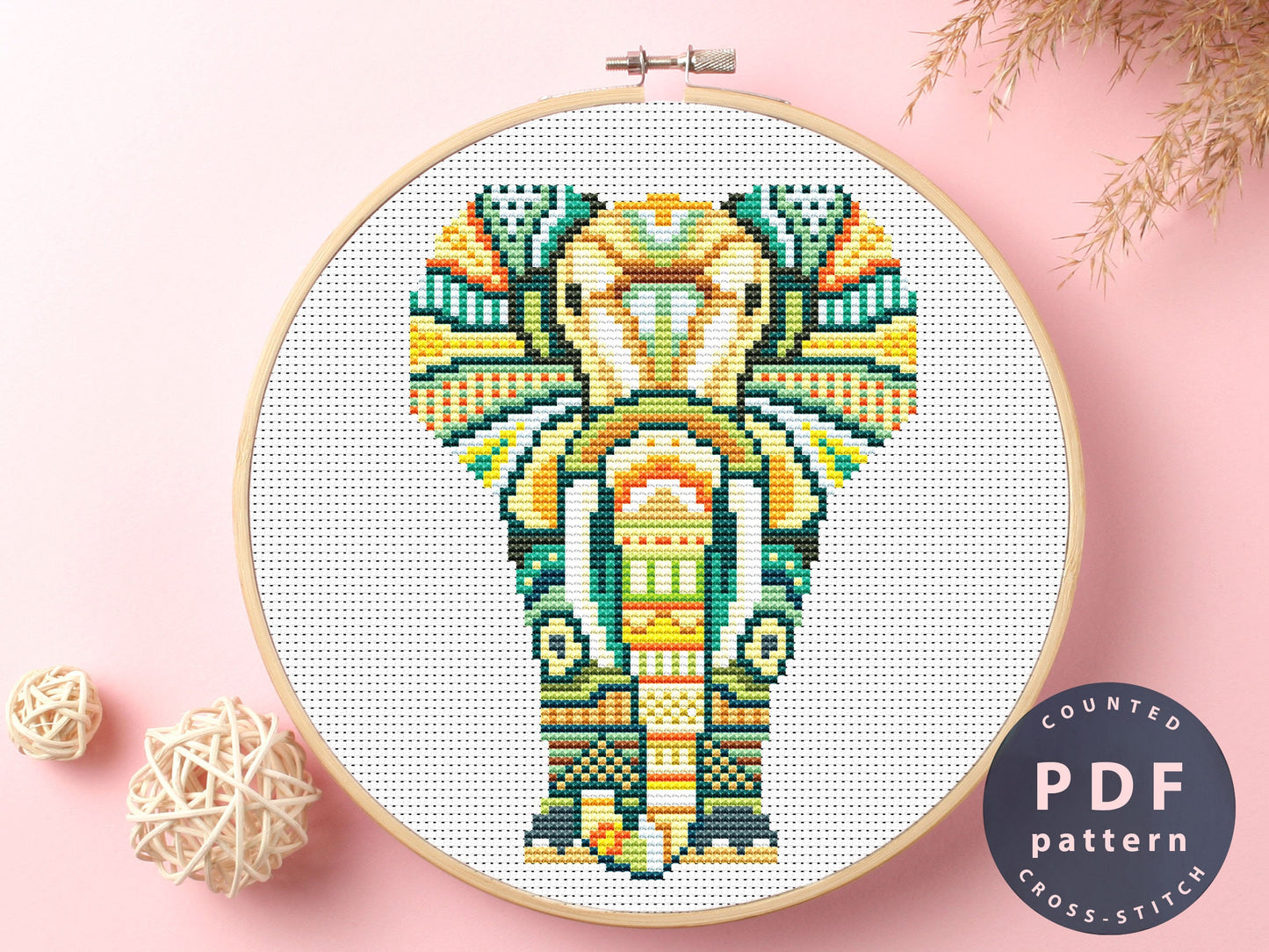 Mandala Elephant Cross Stitch Pattern: Spiritual Embroidery (Digital Download)