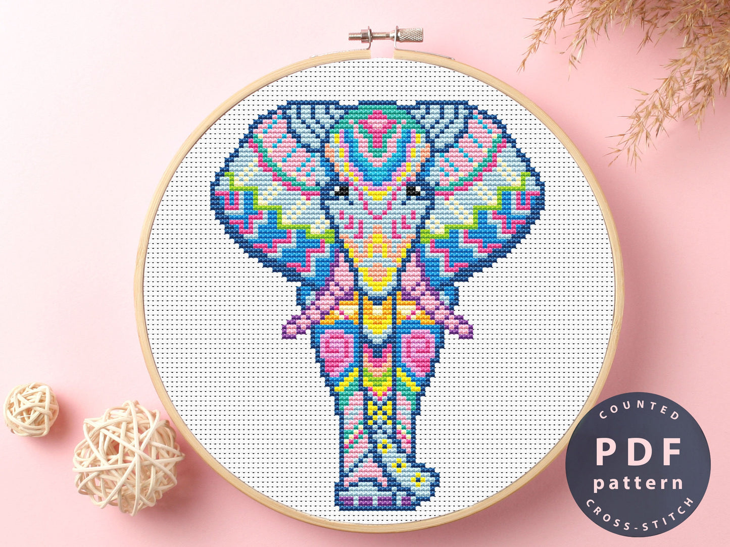 Mandala Elephant Cross Stitch Pattern: Modern Embroidery Art (PDF Pattern)