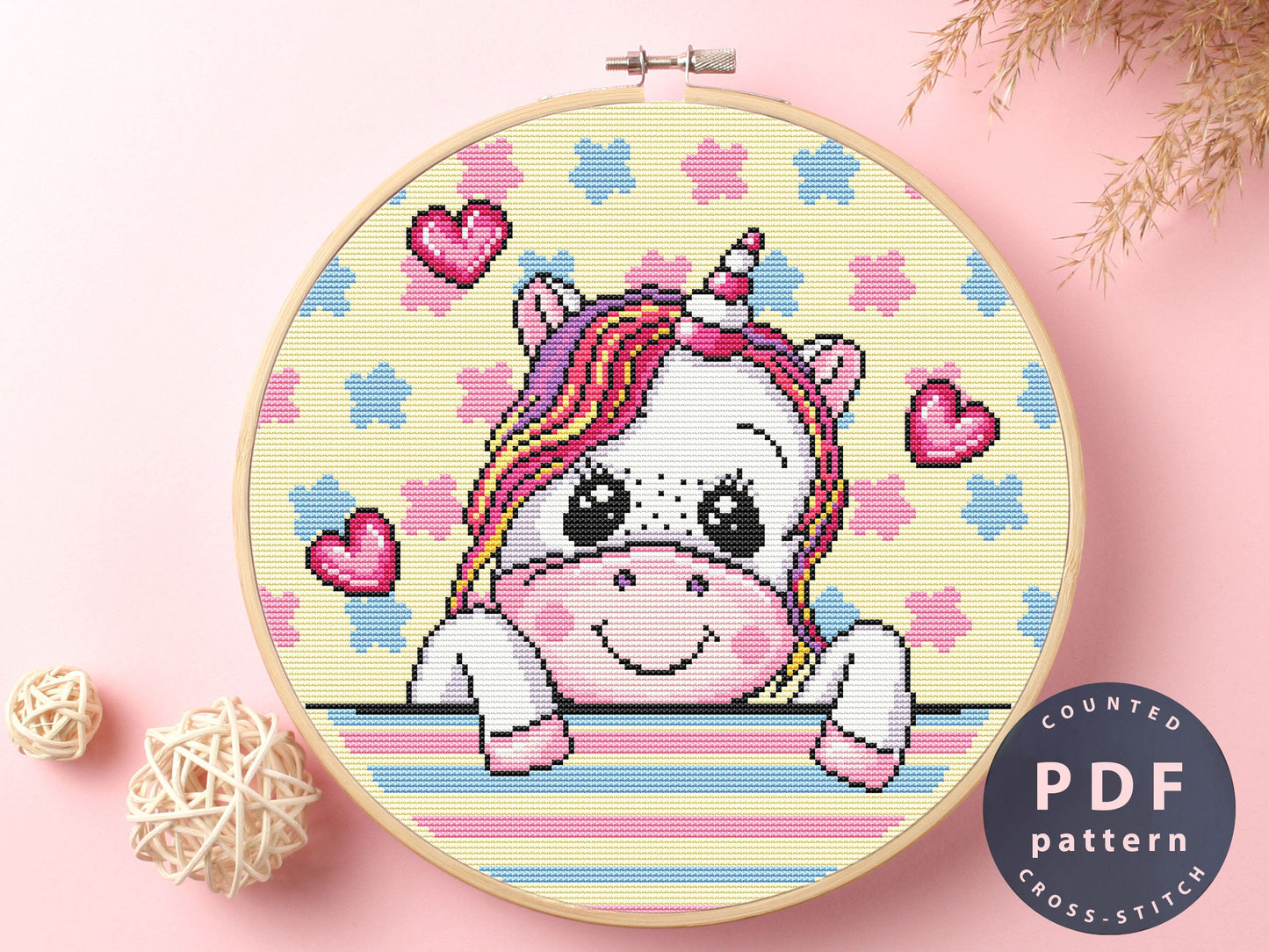Cute Unicorn Cross Stitch Pattern Beginner | Cross Stitch | Instant Download Digital Chart | Stitch Design | Needlepoint | #EMX298