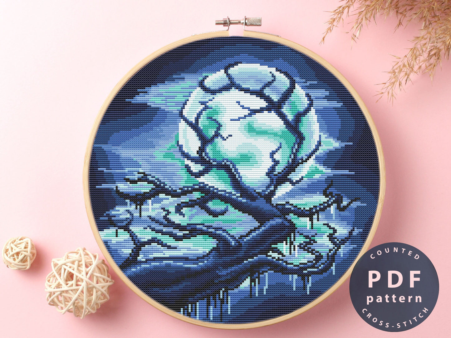 Mysterious Moon Cross Stitch Pattern: DIY Home Decor (PDF Pattern)