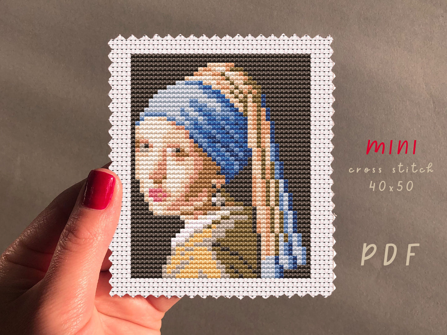 Girl With A Pearl Earring Cross Stitch Pattern: Beginner Embroidery (PDF Pattern)