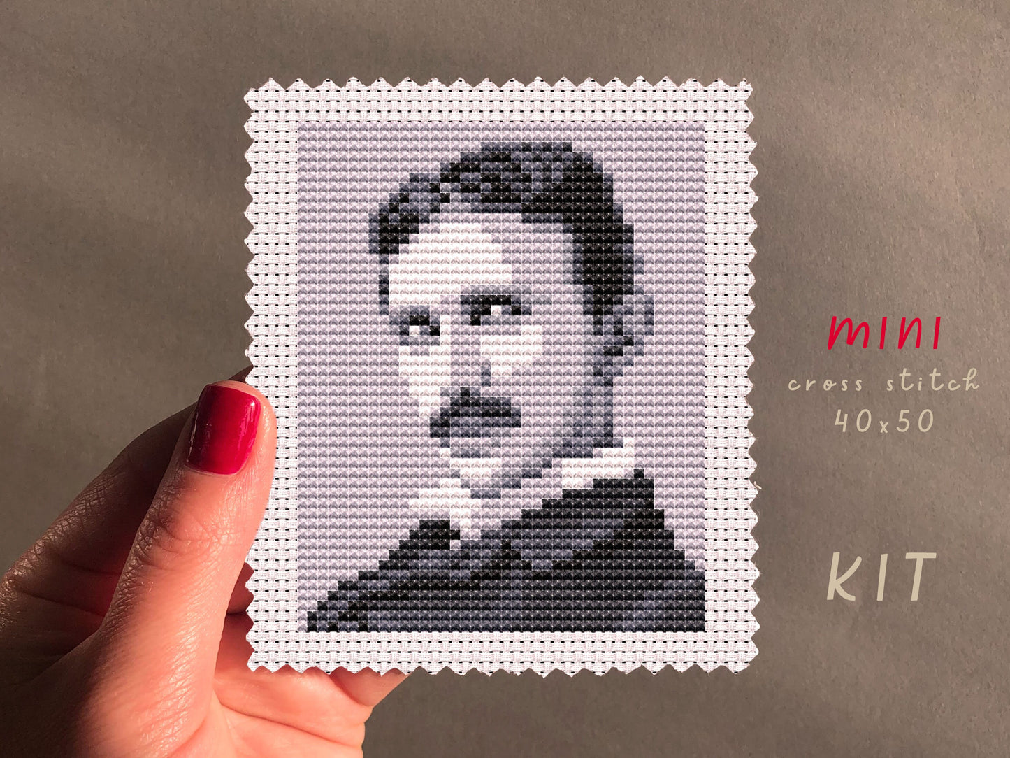 Cross Stitch Kit Nikola Tesla Self Portrait | Beginner Embroidery | Home Decor DIY | Cross Stitch Counted #KEMX465