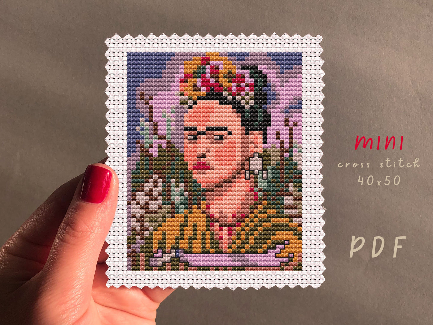 Frida Kahlo Cross Stitch Pattern: Miniature People Embroidery (PDF Pattern)