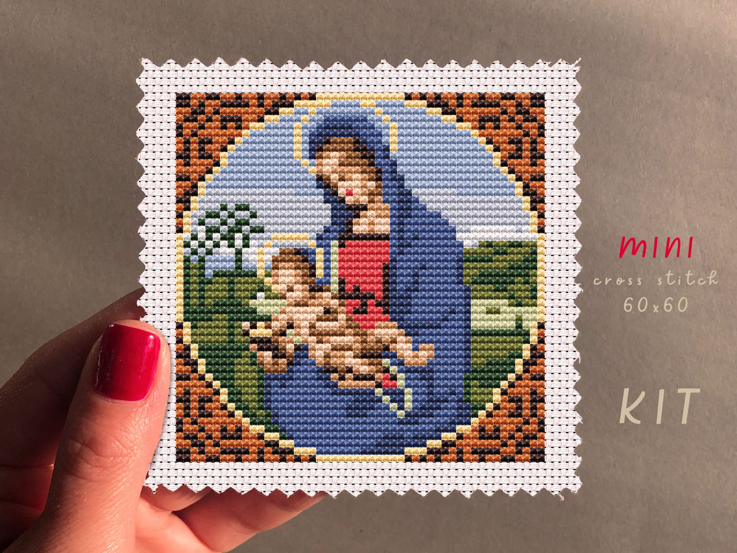 Madonna Conestabile Cross Stitch Kit: DIY Embroidery Ornament