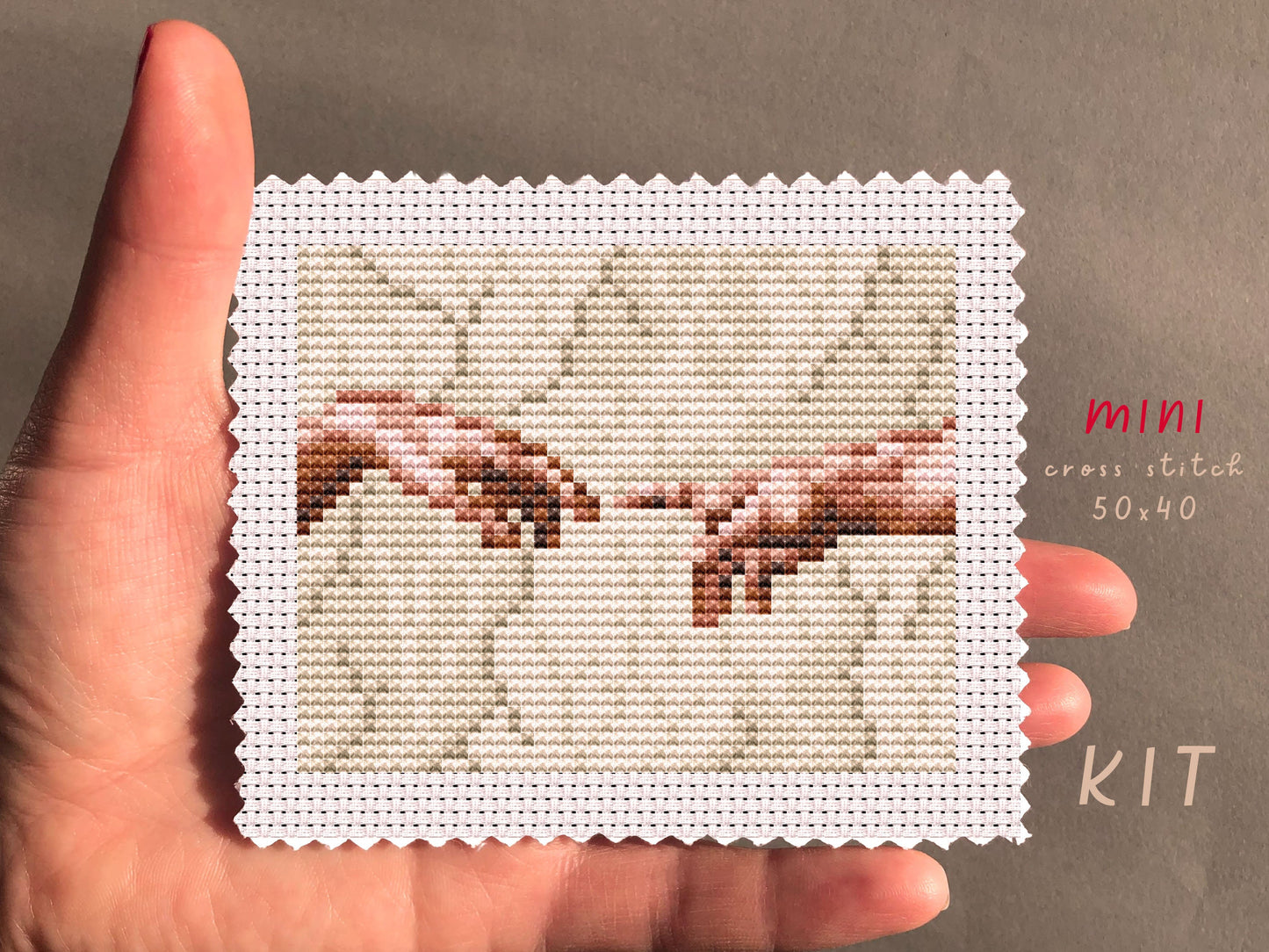 Creation Of Adam Cross Stitch Kit: DMC Floral Needlepoint