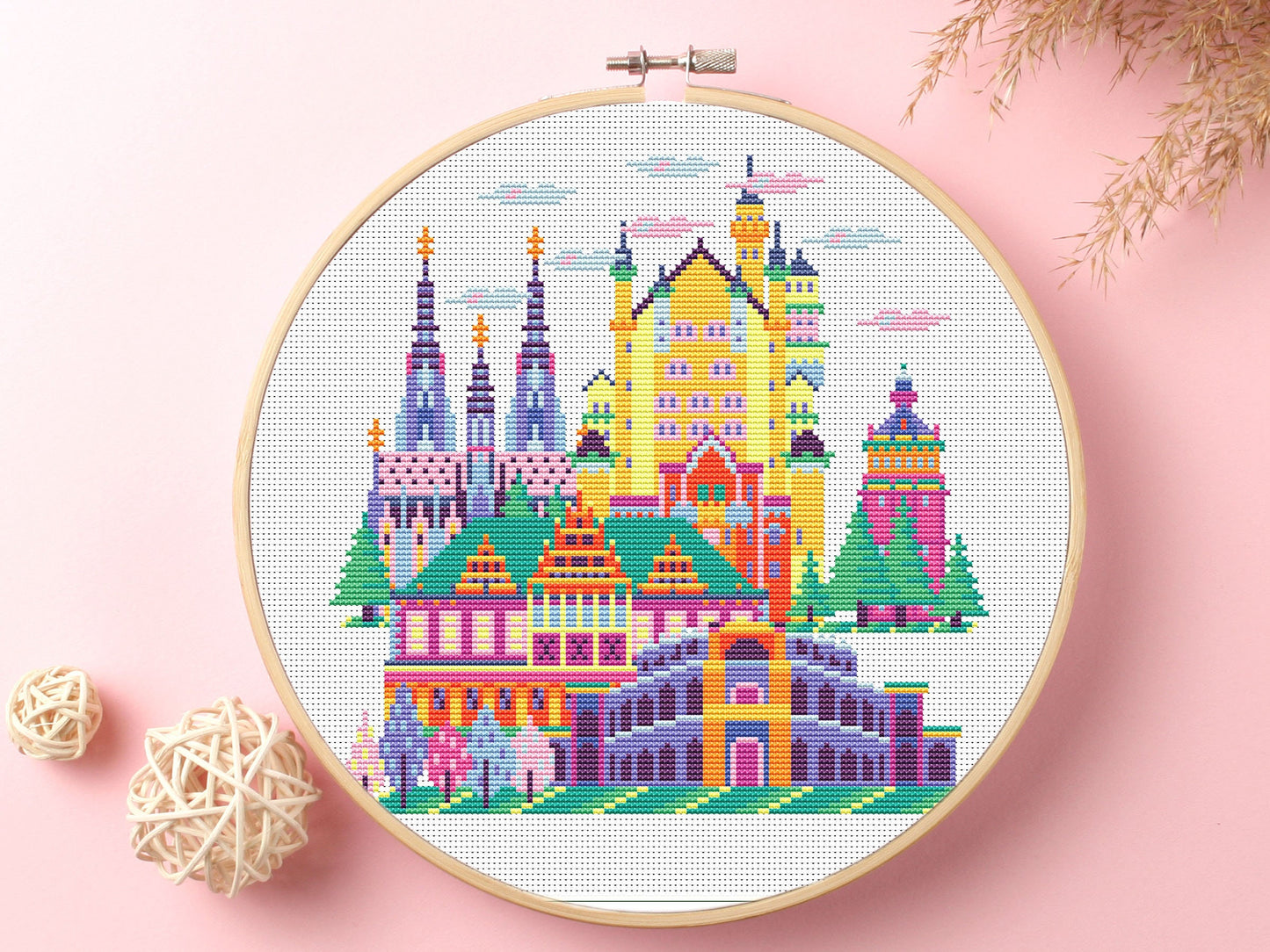 Germany Cross Stitch Kit: Minimalist City DIY Craft
