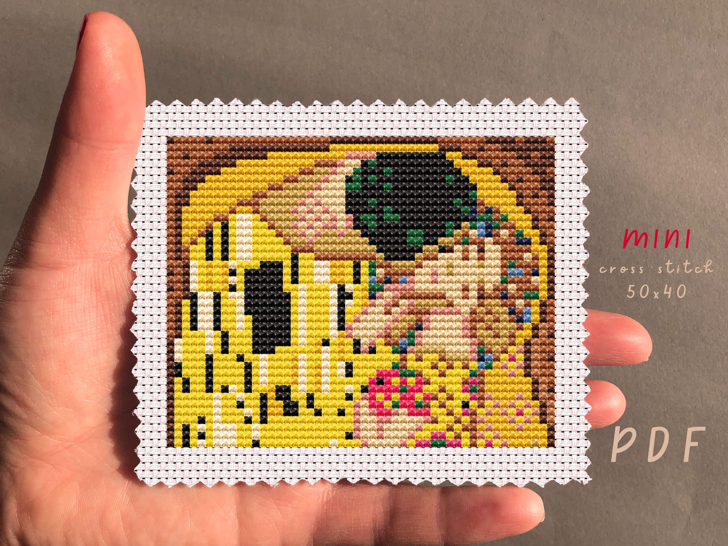 The Kiss Cross Stitch Pattern: Gustav Klimt Inspired (PDF Pattern)