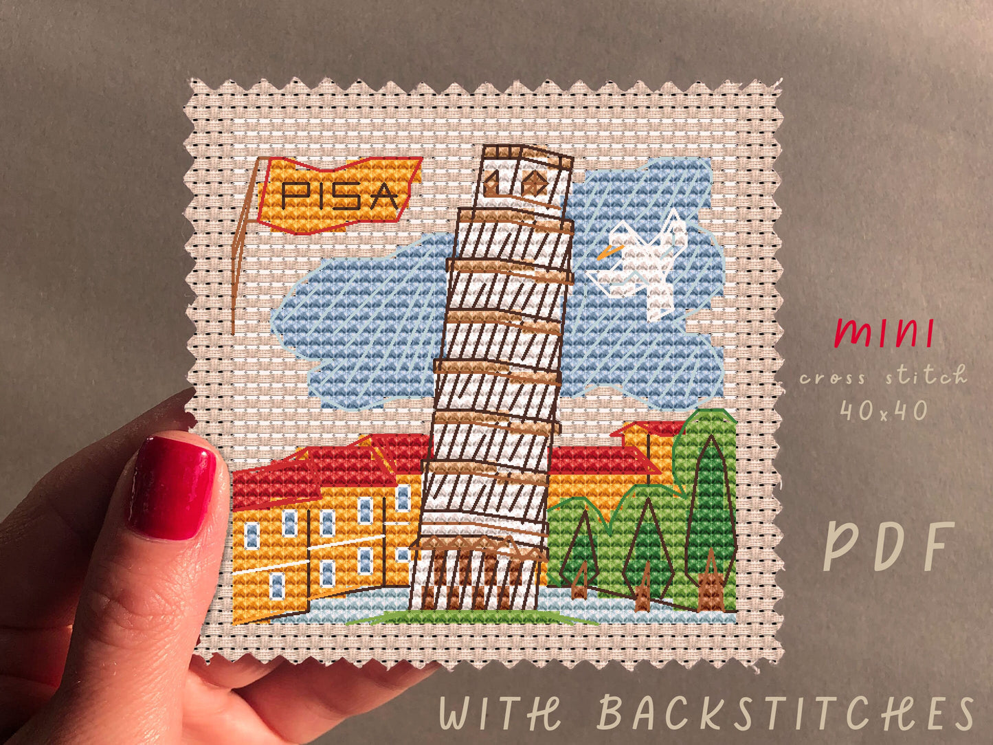 Mini Pisa Cross Stitch Pattern: Funny City Art (Digital Download)