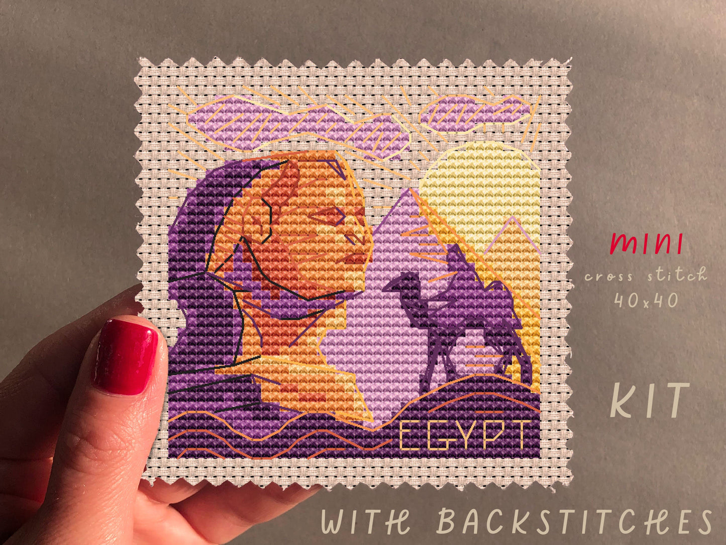 Mini City Egypt Cross Stitch Kit: Folk Retro Blackwork