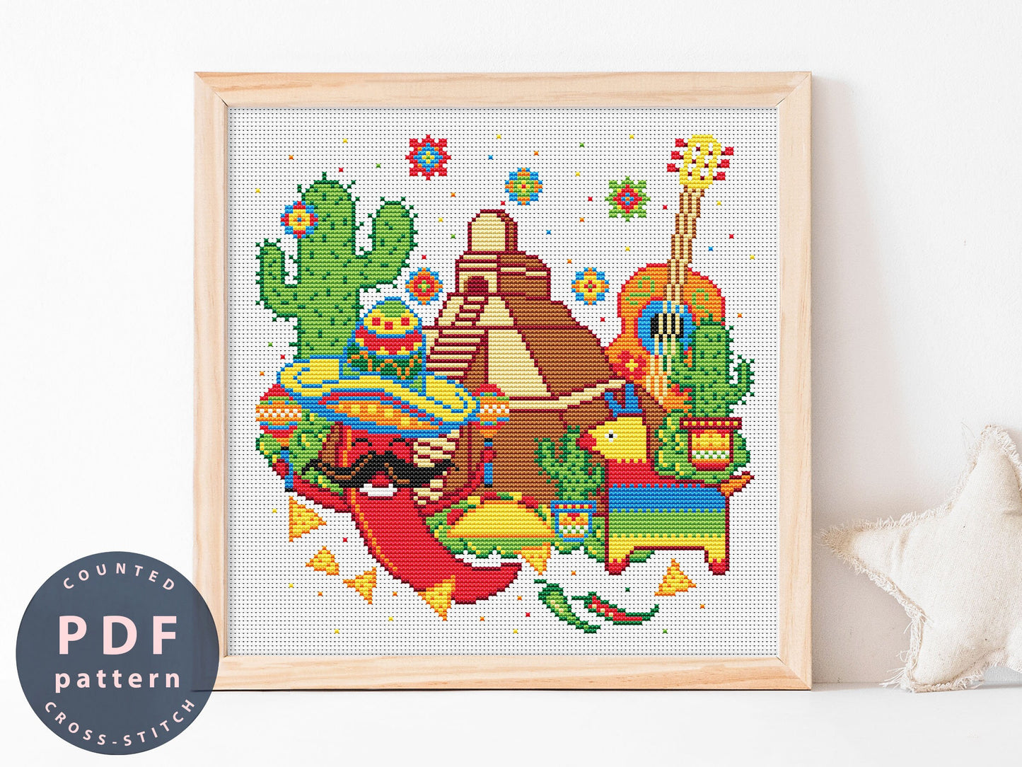 Mexico Cross Stitch Pattern: Summer Embroidery (PDF Pattern)