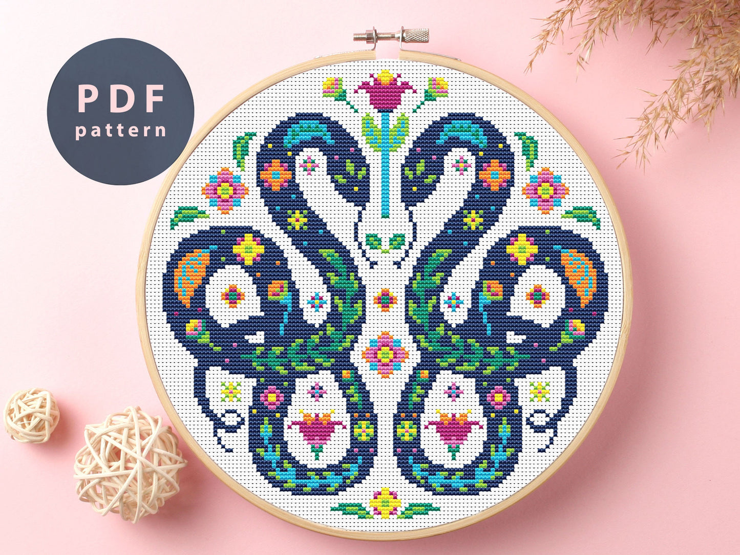 Etno Snakes Cross Stitch Pattern: DIY Home Decor (Digital Download)