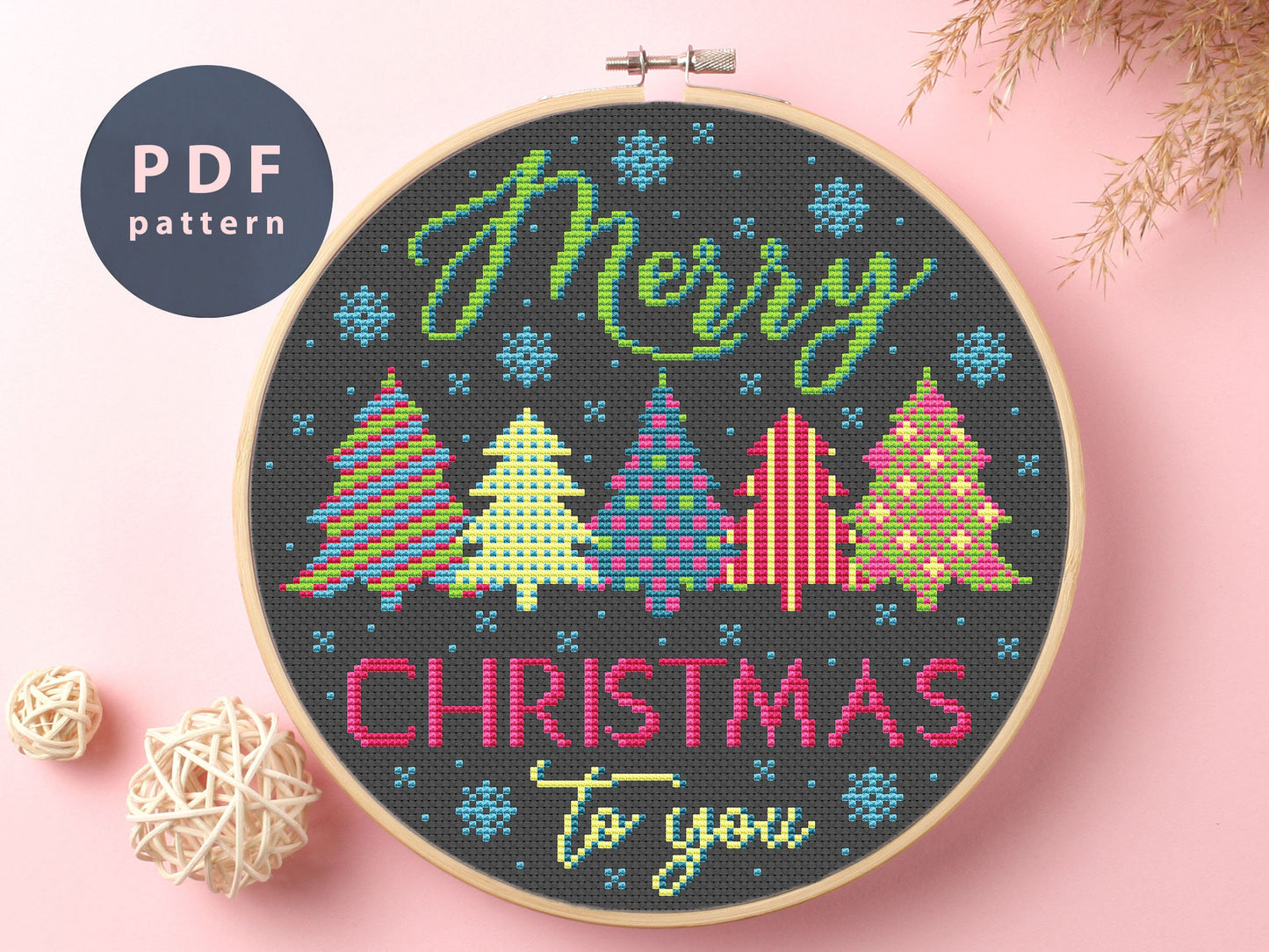 Christmas Trees Cross Stitch Pattern: Holiday Sampler (PDF Pattern)