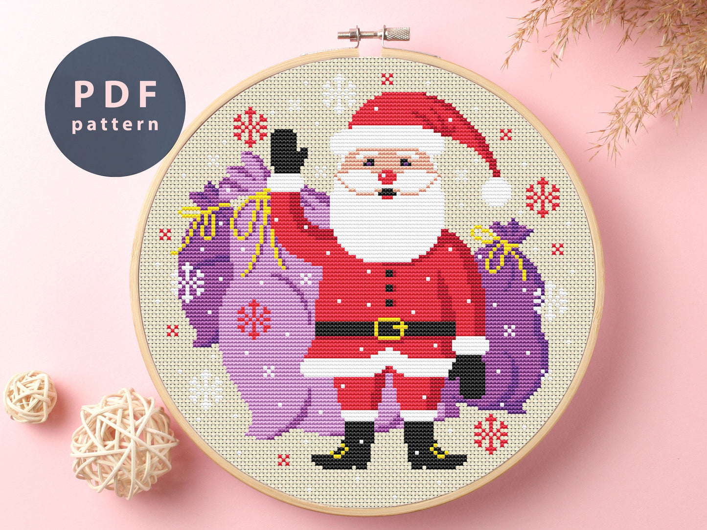 Santa Claus Cross Stitch Pattern: Christmas Decor (PDF Pattern)