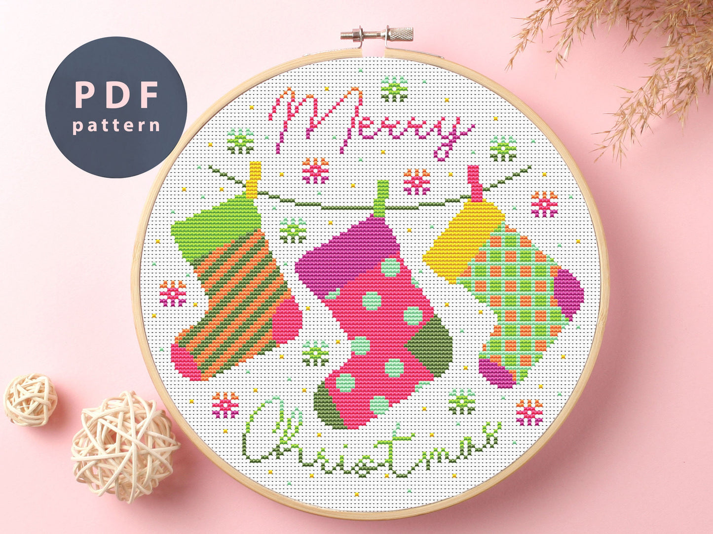 Christmas Socks Cross Stitch Pattern: Holiday DIY Craft (PDF Pattern)