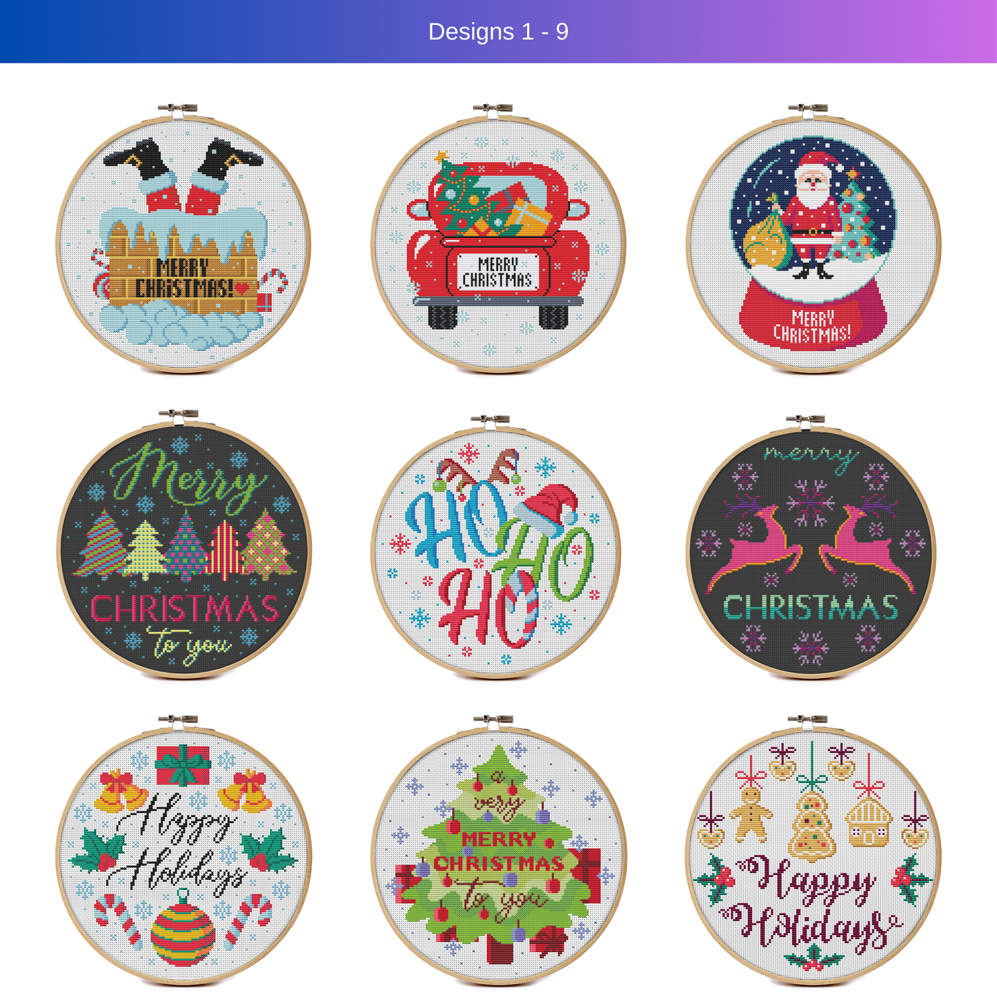Cross stitch patterns Christmas Bundle, 24 designs