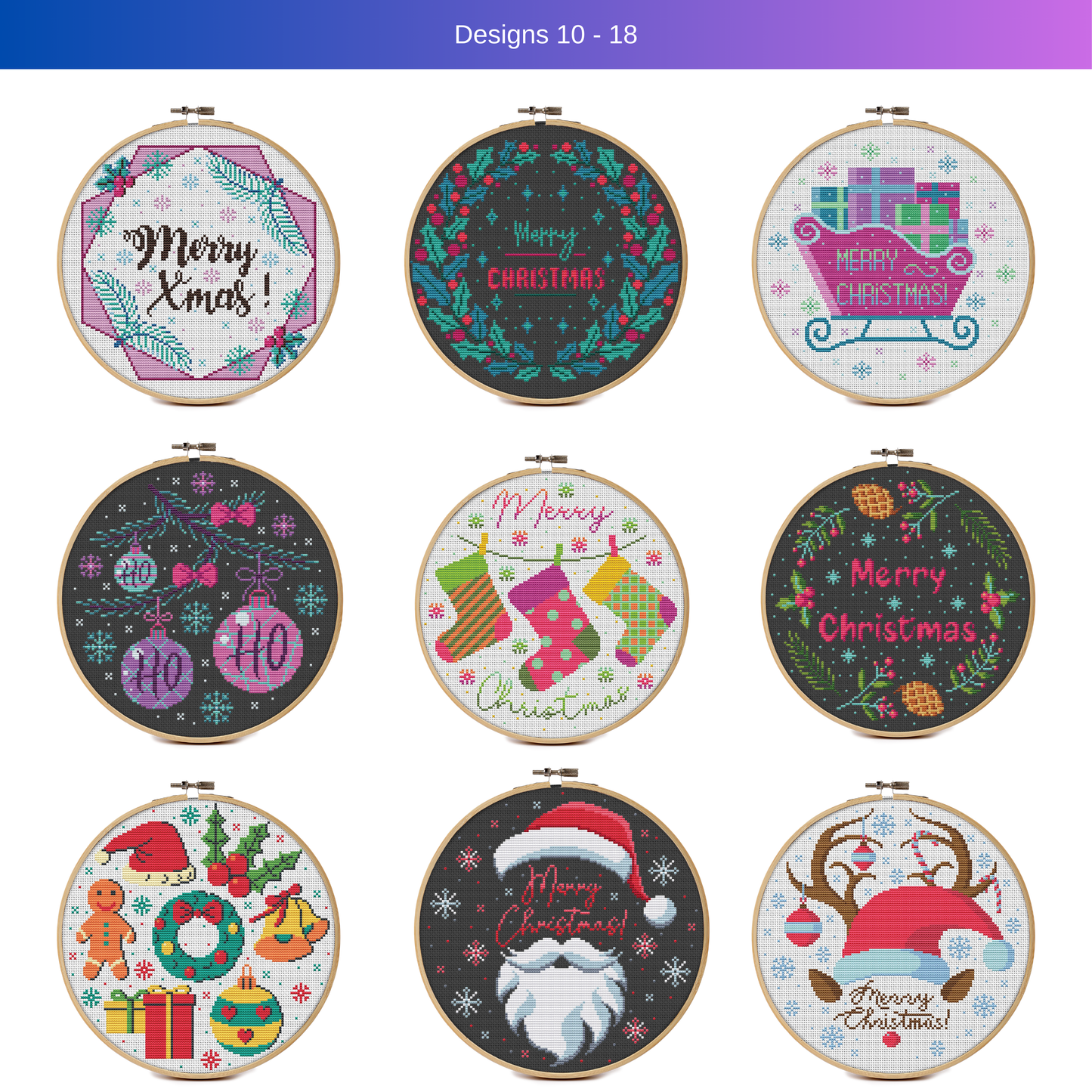 Cross stitch patterns Christmas Bundle, 24 designs