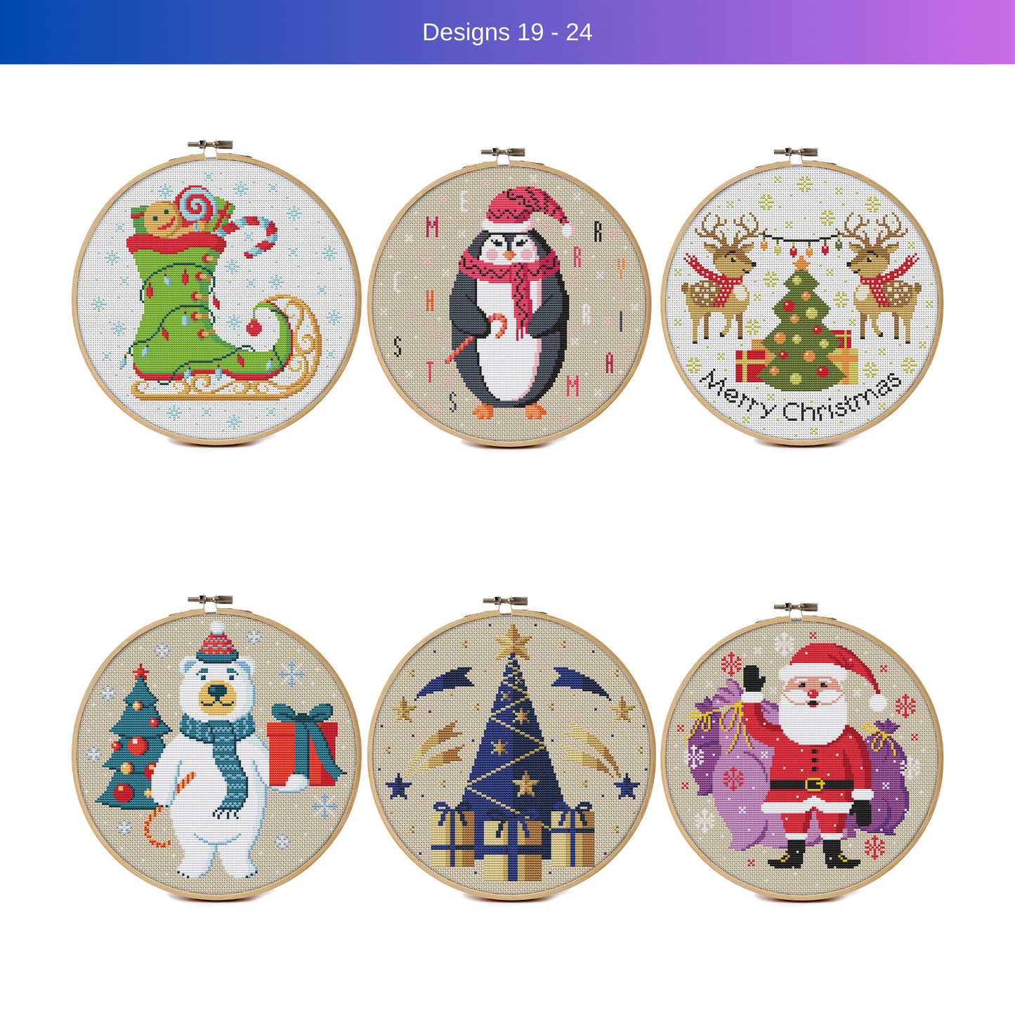 Cross stitch patterns Christmas Bundle, 24 designs