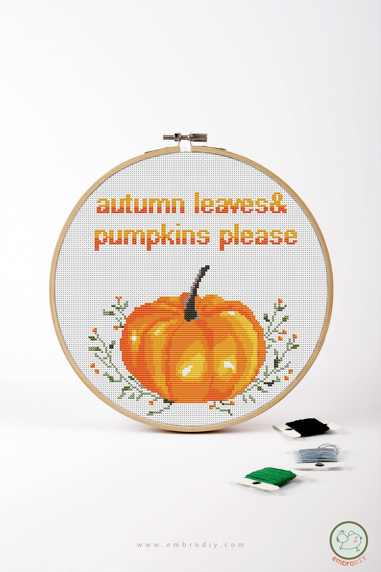 Pumpkin Cross Stitch Pattern: Fall Needlepoint Design (PDF Download)