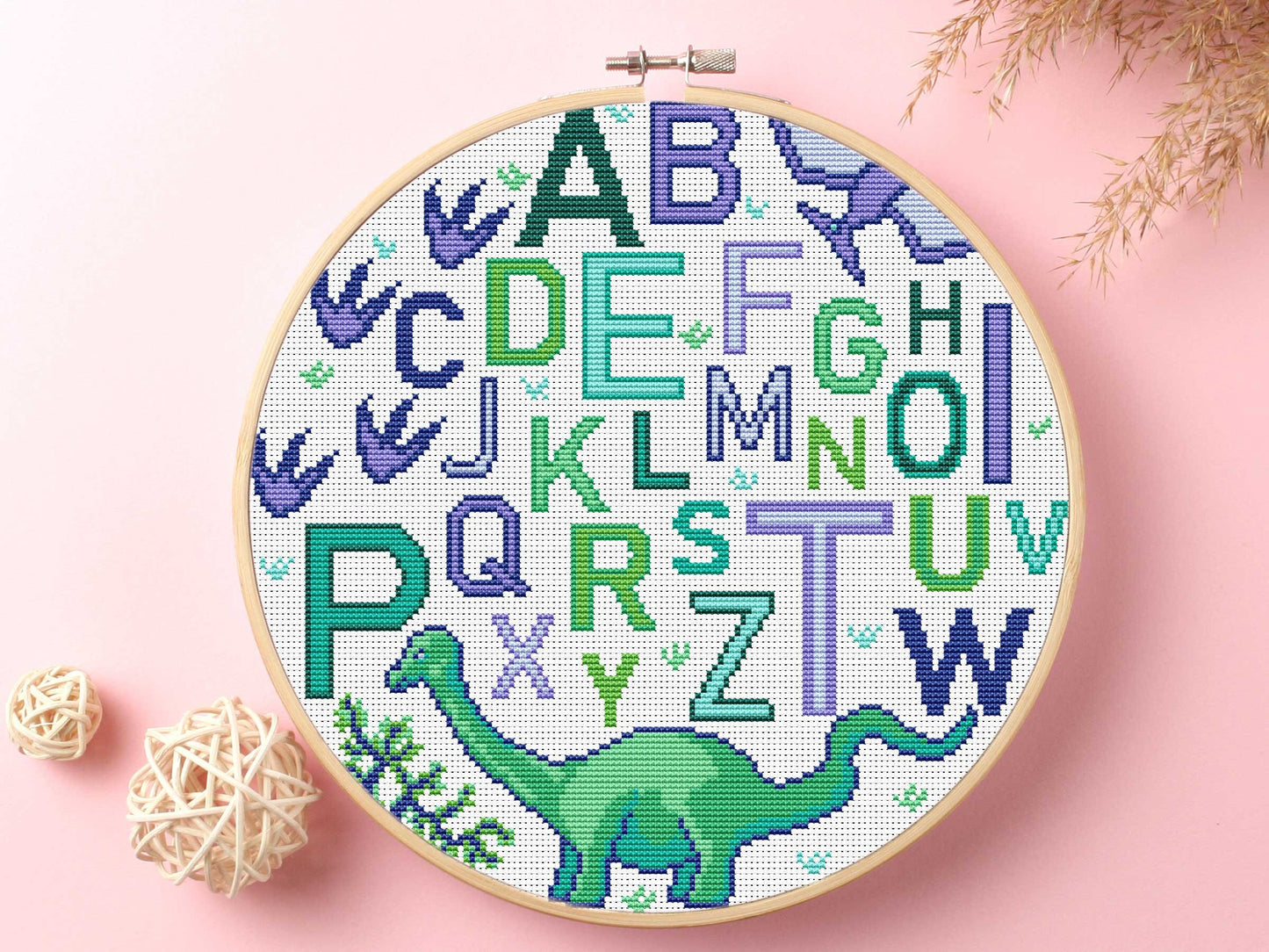 Dino ABC Cross Stitch Kit Beginner #KEMX289