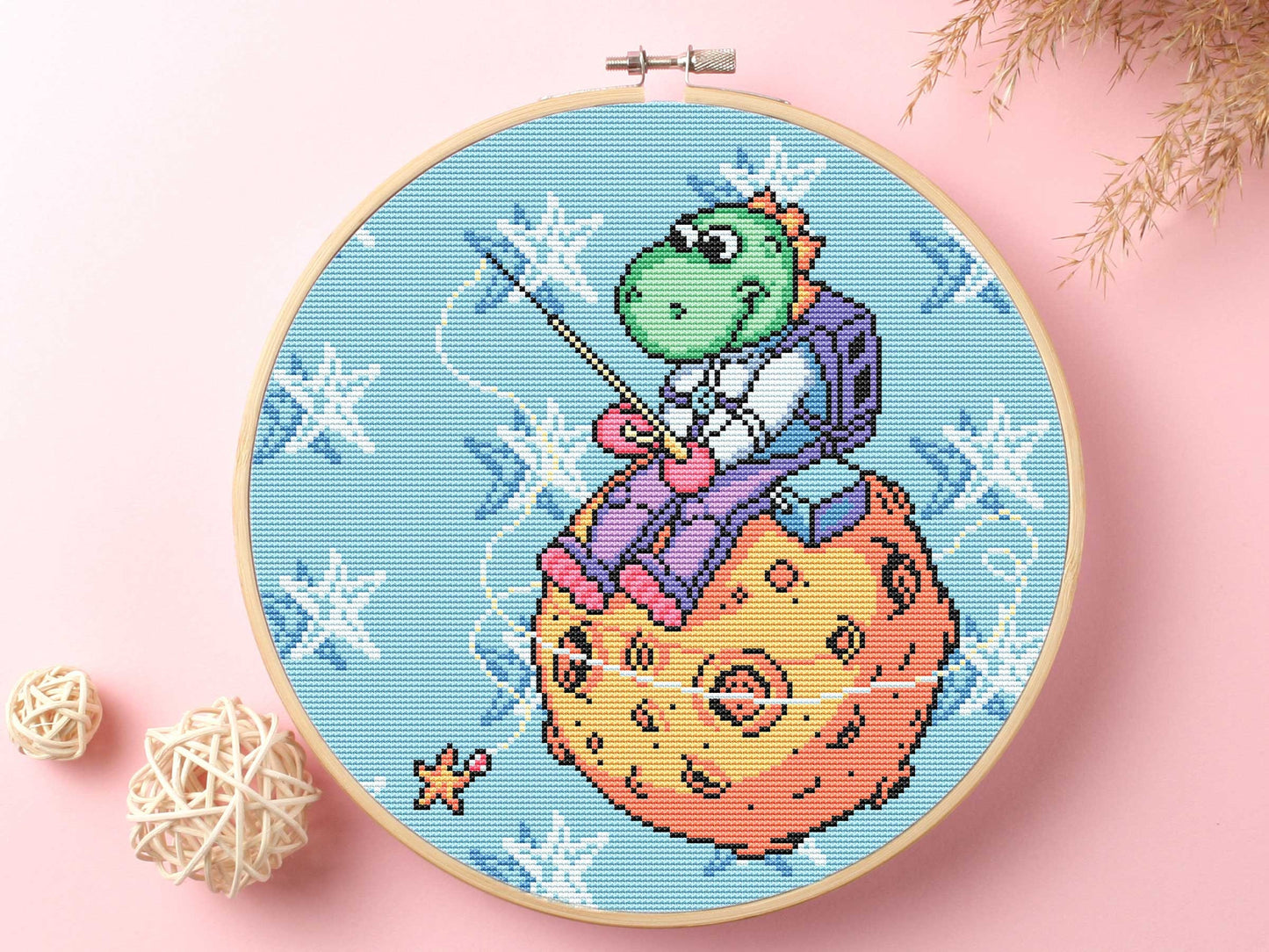 Space Fishing Cross Stitch Kit Beginner #KEMX300