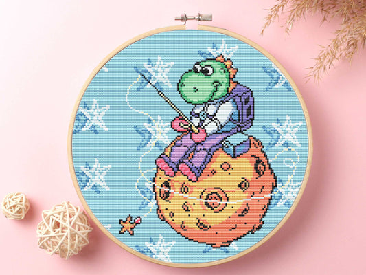 Space Fishing Cross Stitch Kit Beginner #KEMX300