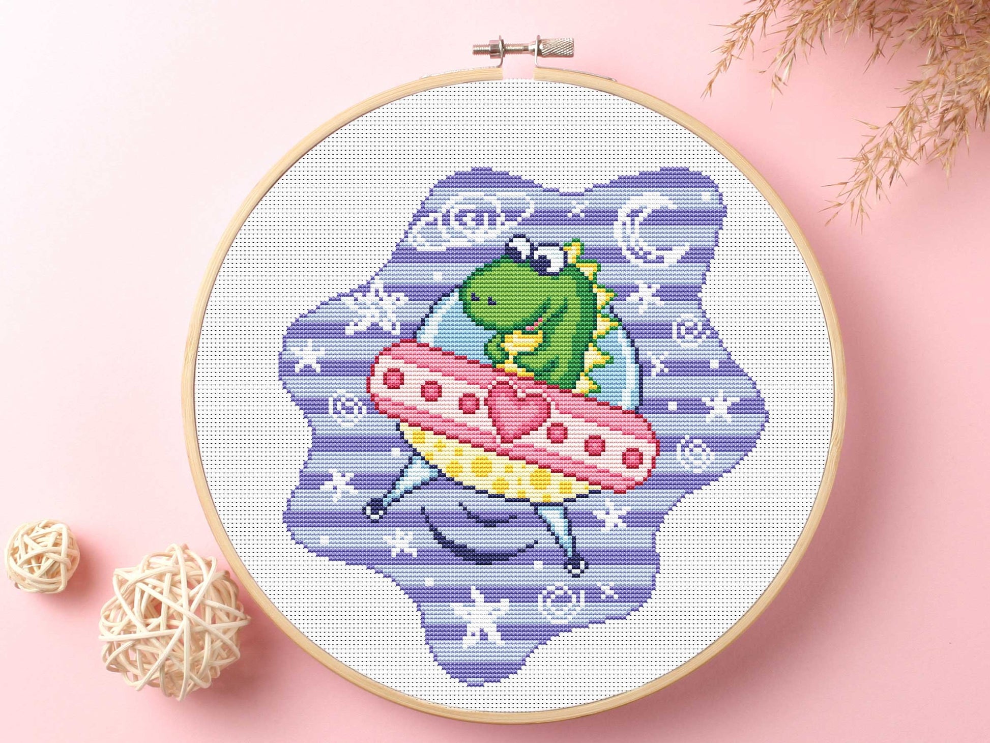 Dinosaur Astronaut Cross Stitch Kit Beginner #KEMX293