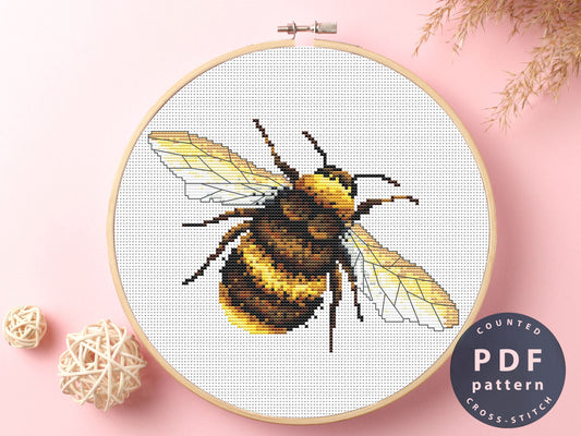 Bumblebee Cross Stitch Pattern: Counted Embroidery (PDF Pattern)
