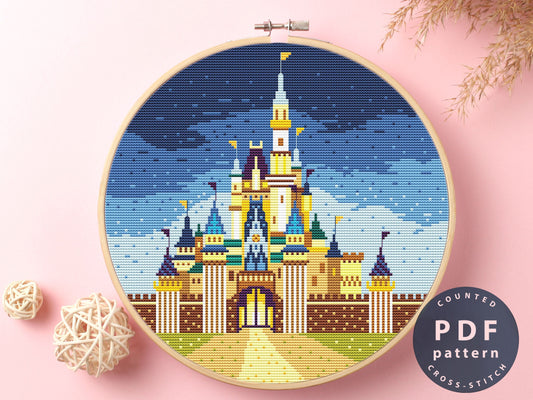 Cinderella Castle Cross Stitch Pattern: DIY Embroidery Design (PDF Pattern)