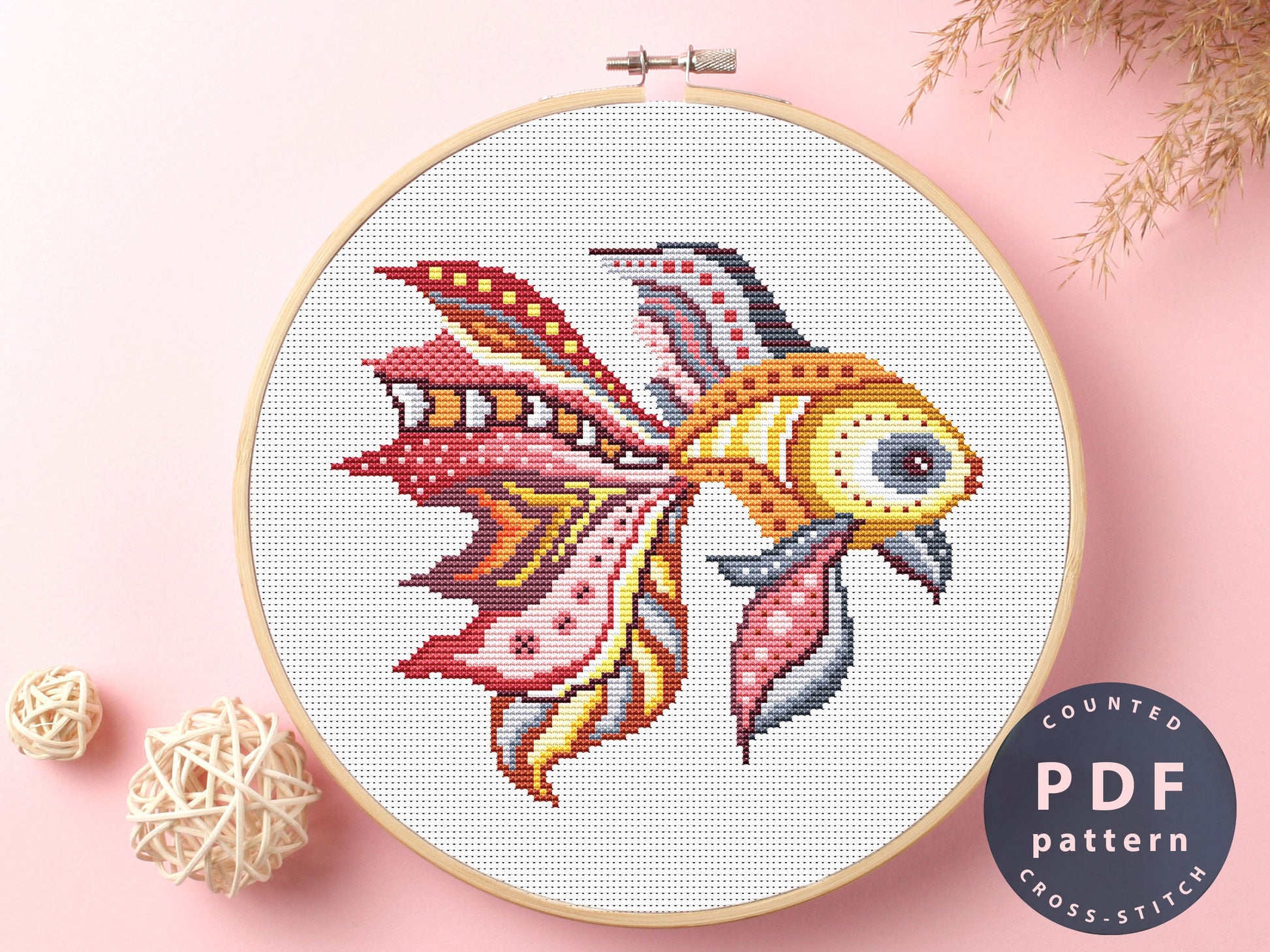 Mandala Fish Cross Stitch Pattern: Modern Boho Embroidery (PDF Pattern)