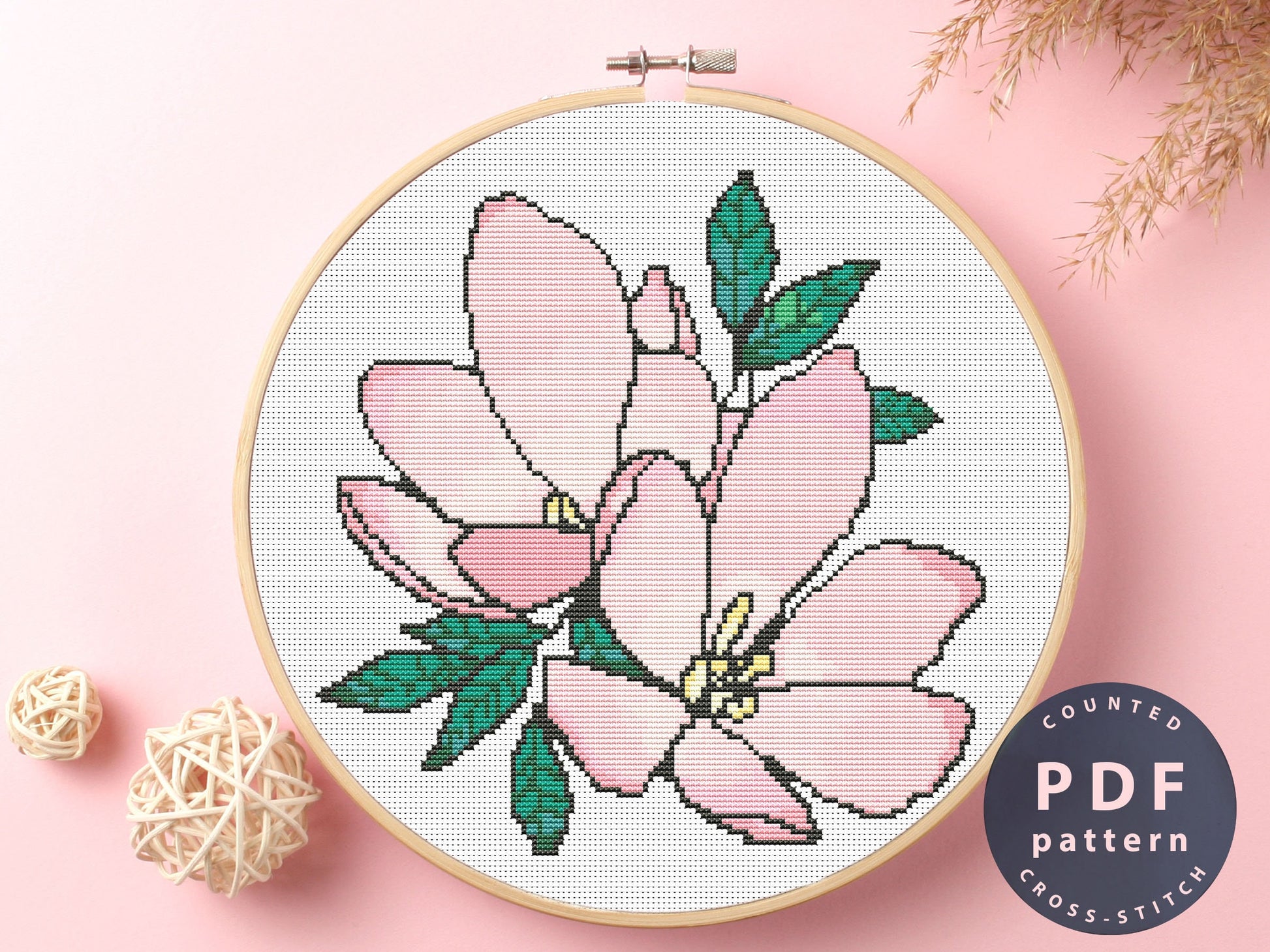 Orchid Cross Stitch Pattern: Floral Embroidery Design (PDF Pattern)