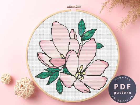 Orchid Cross Stitch Pattern: Floral Embroidery Design (PDF Pattern)