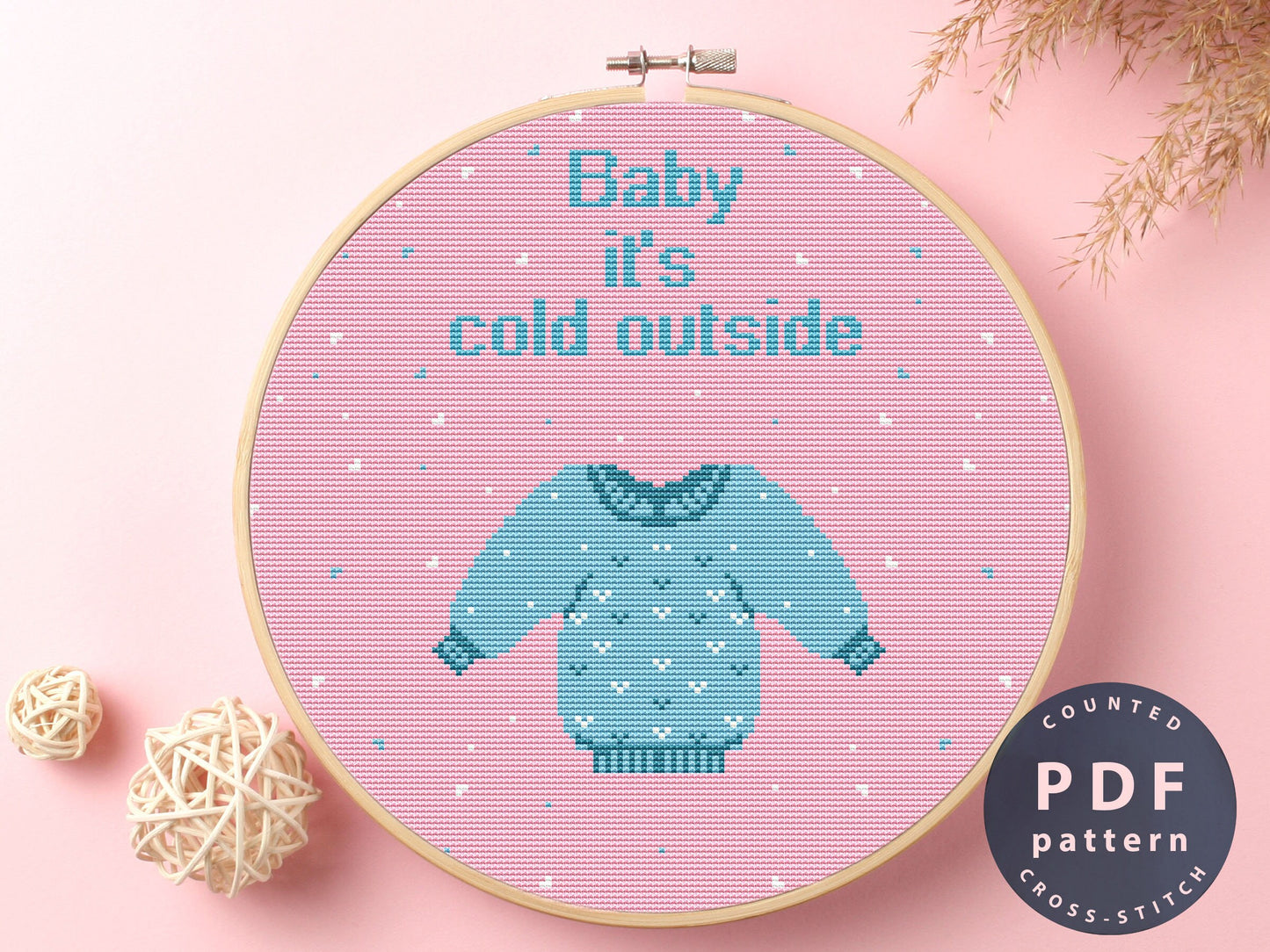 Baby It's Cold Outside Cross Stitch Pattern: Christmas Jumper (PDF Pattern)