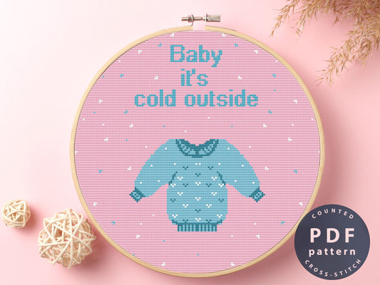 Baby It's Cold Outside Cross Stitch Pattern: Christmas Jumper (PDF Pattern)