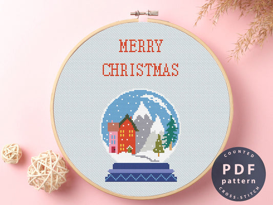 Merry Christmas Snow Globe Cross Stitch Pattern (PDF)