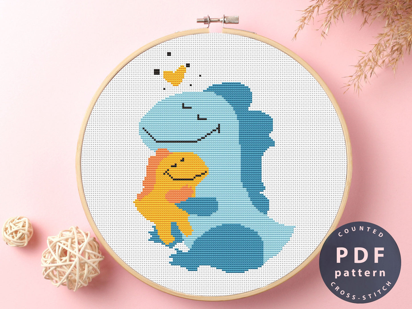 Dinosaur Cross Stitch Pattern: Boy Needlepoint Design (Digital Download)