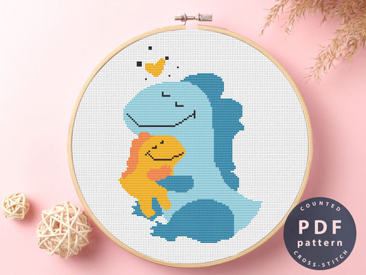 Dinosaur Cross Stitch Pattern: Boy Needlepoint Design (Digital Download)