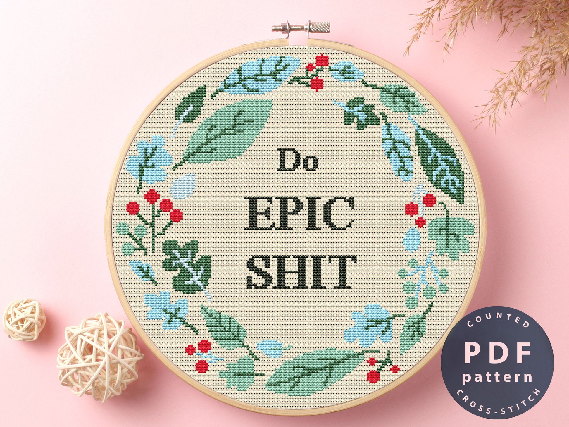 Cross Stitch Pattern Download Do Epic Shit | Cross Stitch Kits | Stitch Design | Embroidery Stitches | Embroidery #EMX065
