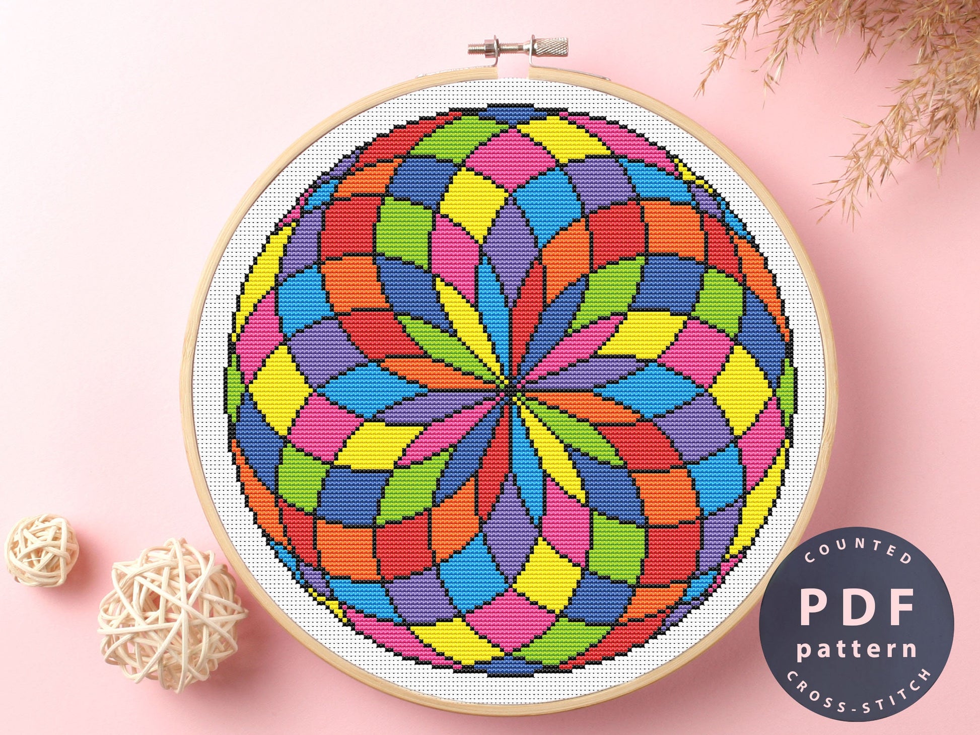 Color Abstraction Cross Stitch Pattern: Modern DIY Home Decor (PDF)