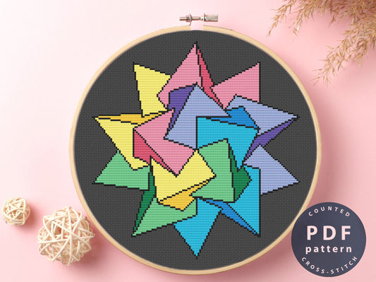 Color Abstraction Cross Stitch Pattern: Geometric Embroidery (PDF Pattern)